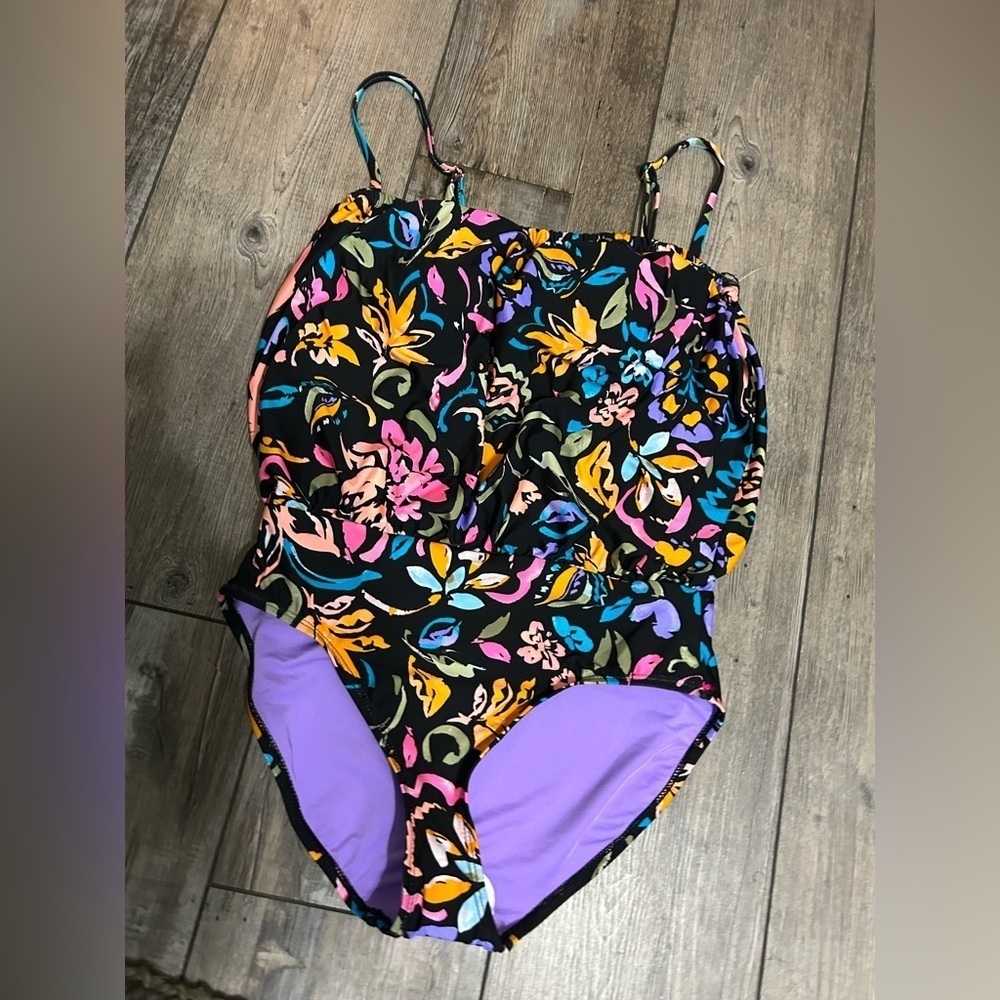 Anne Cole Floral One Piece Swimsuit adjustable straps size 6